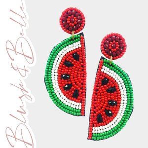 Sweet Watermelon Red Beaded Earrings